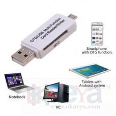 OkaeYa 2X USB2.0 Micro USB OTG Adapter SD T-Flash Memory Card Reader for Phone 2in1